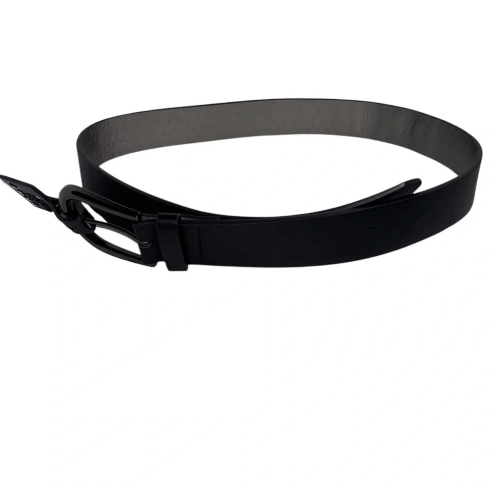 DKNY Belt Black Faux Leather Women’s Size Large Gunmetal Buckle